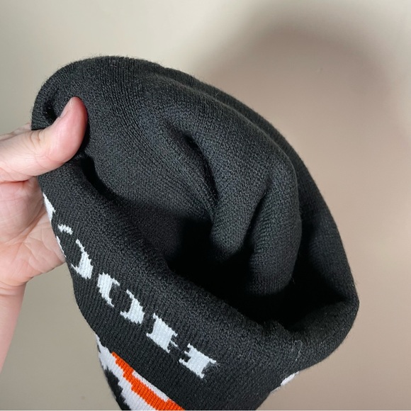 Vikings Hockey Club Knit Orange Black Pom Beanie - Picture 4 of 5